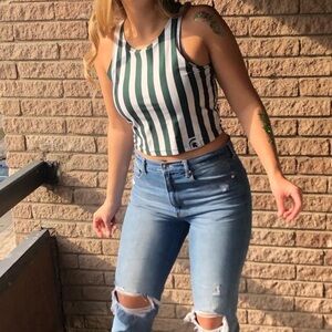 Michigan State University-branded women's cropped striped tank top